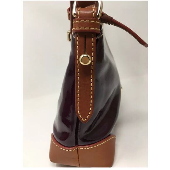 Dooney & Bourke Handbag Pouchette Purse Patent Leather Dark Plum Color PH49C NEW - Picture 6 of 14